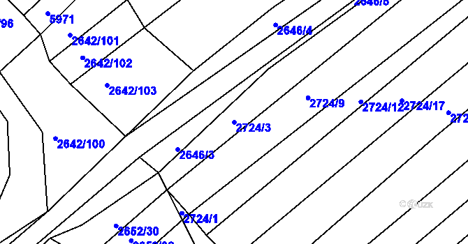 Parcela st. 2724/3 v KÚ Klobouky u Brna, Katastrální mapa