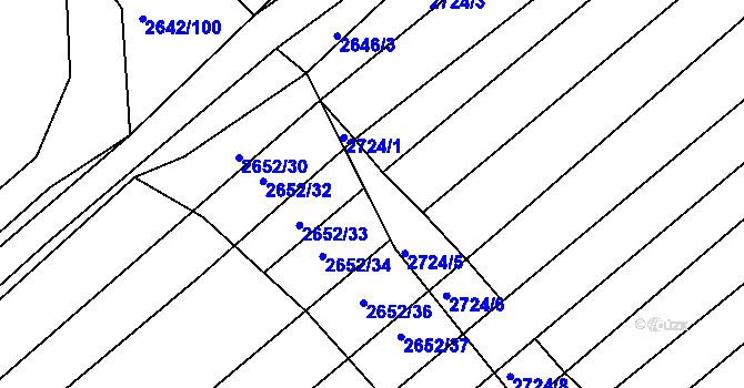 Parcela st. 2724/4 v KÚ Klobouky u Brna, Katastrální mapa