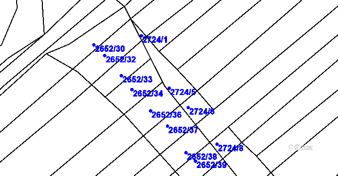 Parcela st. 2724/5 v KÚ Klobouky u Brna, Katastrální mapa