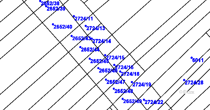 Parcela st. 2724/15 v KÚ Klobouky u Brna, Katastrální mapa