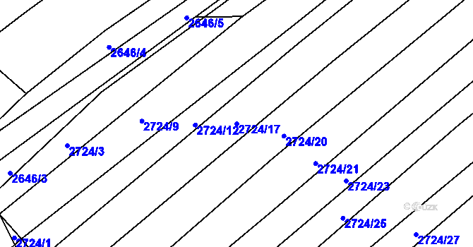 Parcela st. 2724/17 v KÚ Klobouky u Brna, Katastrální mapa