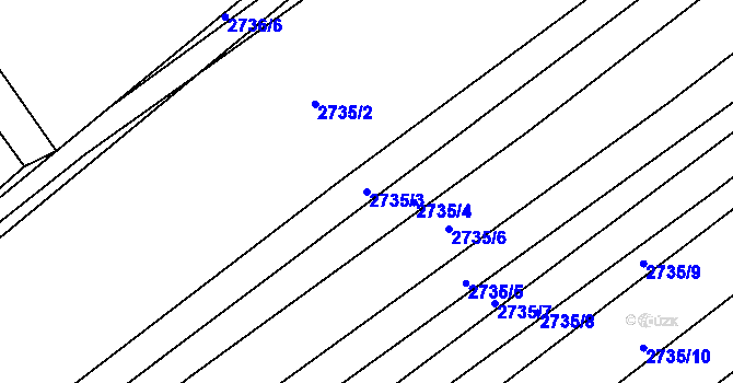 Parcela st. 2735/3 v KÚ Klobouky u Brna, Katastrální mapa