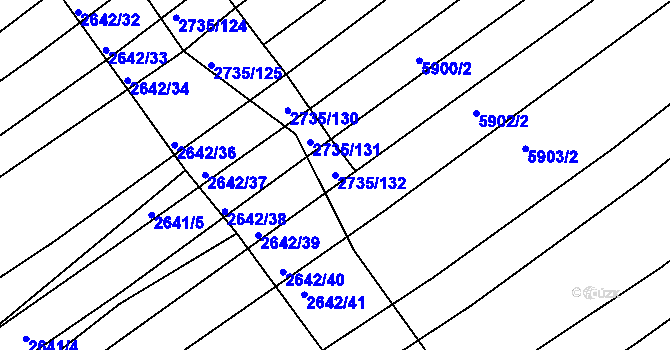 Parcela st. 2735/132 v KÚ Klobouky u Brna, Katastrální mapa