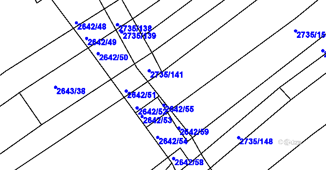 Parcela st. 2735/143 v KÚ Klobouky u Brna, Katastrální mapa