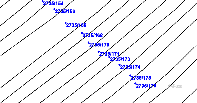Parcela st. 2735/171 v KÚ Klobouky u Brna, Katastrální mapa