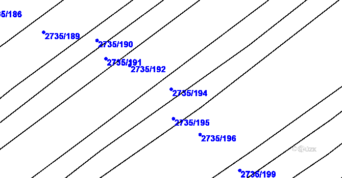 Parcela st. 2735/194 v KÚ Klobouky u Brna, Katastrální mapa