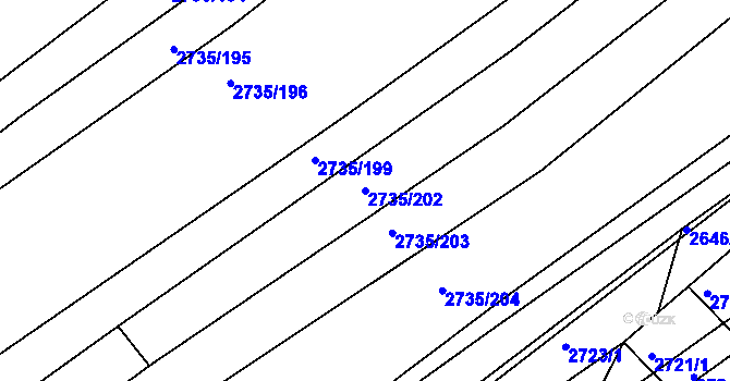 Parcela st. 2735/202 v KÚ Klobouky u Brna, Katastrální mapa