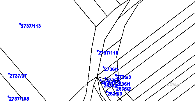 Parcela st. 2737/116 v KÚ Klobouky u Brna, Katastrální mapa