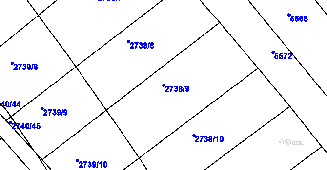Parcela st. 2738/9 v KÚ Klobouky u Brna, Katastrální mapa