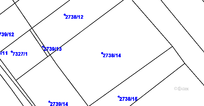Parcela st. 2738/14 v KÚ Klobouky u Brna, Katastrální mapa