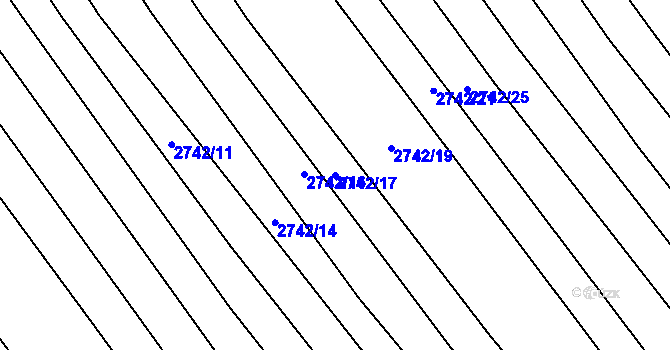 Parcela st. 2742/17 v KÚ Klobouky u Brna, Katastrální mapa