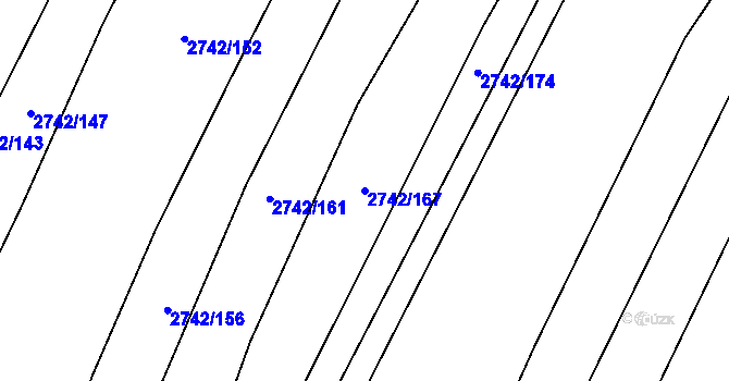 Parcela st. 2742/167 v KÚ Klobouky u Brna, Katastrální mapa