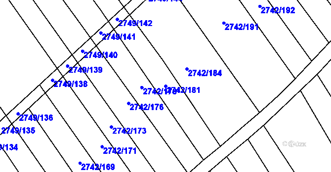 Parcela st. 2742/181 v KÚ Klobouky u Brna, Katastrální mapa