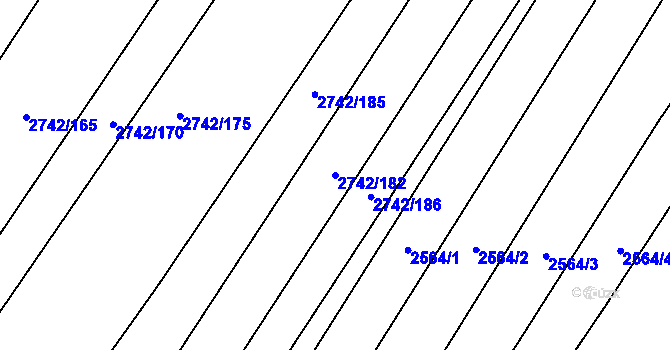 Parcela st. 2742/182 v KÚ Klobouky u Brna, Katastrální mapa