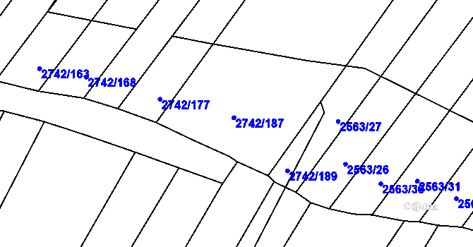 Parcela st. 2742/183 v KÚ Klobouky u Brna, Katastrální mapa