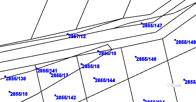 Parcela st. 2855/19 v KÚ Klobouky u Brna, Katastrální mapa