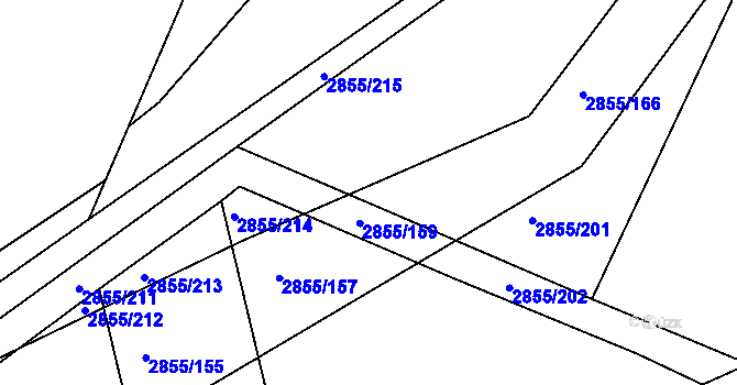 Parcela st. 2855/161 v KÚ Klobouky u Brna, Katastrální mapa