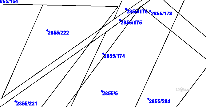 Parcela st. 2855/174 v KÚ Klobouky u Brna, Katastrální mapa