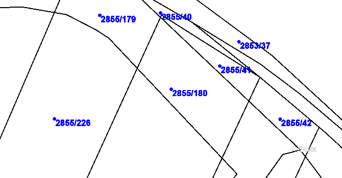 Parcela st. 2855/180 v KÚ Klobouky u Brna, Katastrální mapa