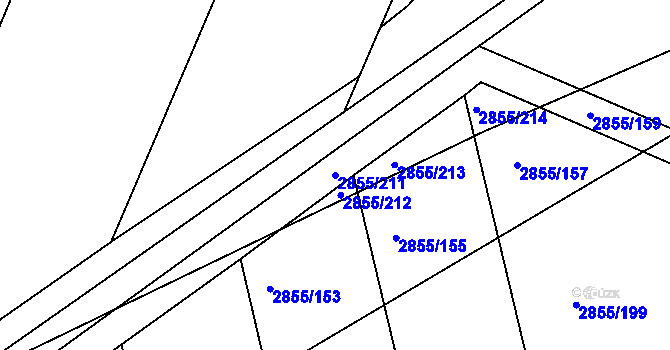 Parcela st. 2855/211 v KÚ Klobouky u Brna, Katastrální mapa
