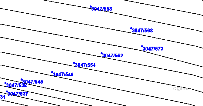 Parcela st. 3047/562 v KÚ Klobouky u Brna, Katastrální mapa