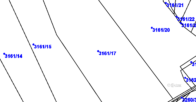 Parcela st. 3161/17 v KÚ Klobouky u Brna, Katastrální mapa