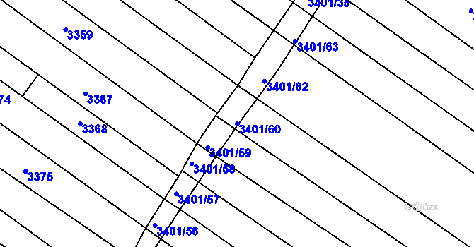 Parcela st. 3401/60 v KÚ Klobouky u Brna, Katastrální mapa