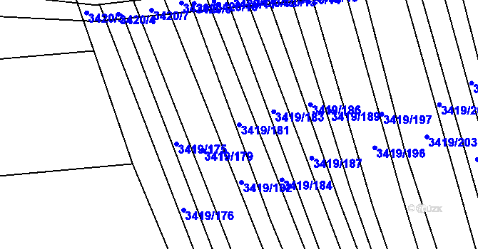 Parcela st. 3419/181 v KÚ Klobouky u Brna, Katastrální mapa