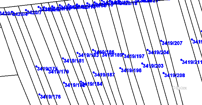 Parcela st. 3419/189 v KÚ Klobouky u Brna, Katastrální mapa