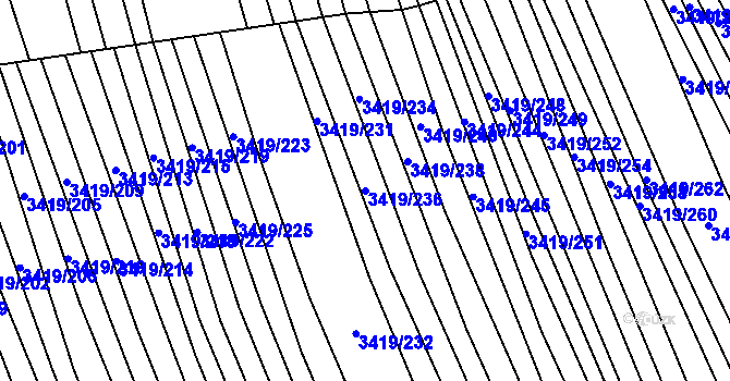 Parcela st. 3419/236 v KÚ Klobouky u Brna, Katastrální mapa