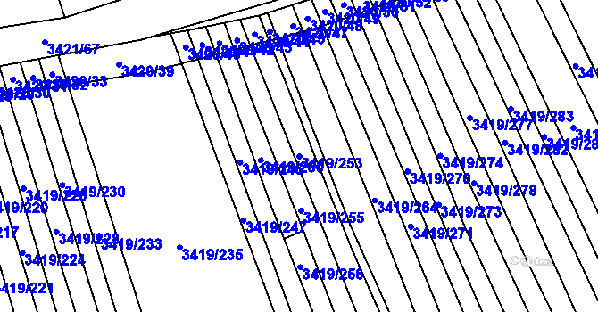 Parcela st. 3419/253 v KÚ Klobouky u Brna, Katastrální mapa
