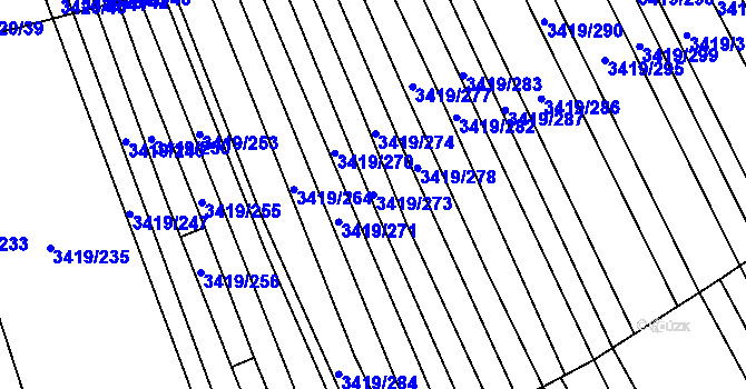 Parcela st. 3419/273 v KÚ Klobouky u Brna, Katastrální mapa