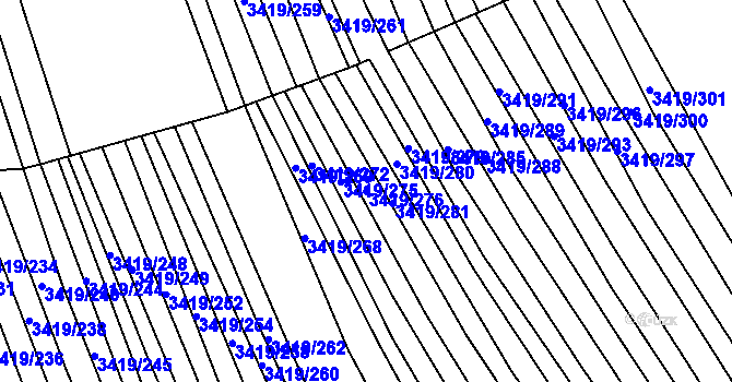 Parcela st. 3419/276 v KÚ Klobouky u Brna, Katastrální mapa