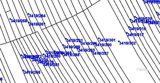 Parcela st. 3419/296 v KÚ Klobouky u Brna, Katastrální mapa