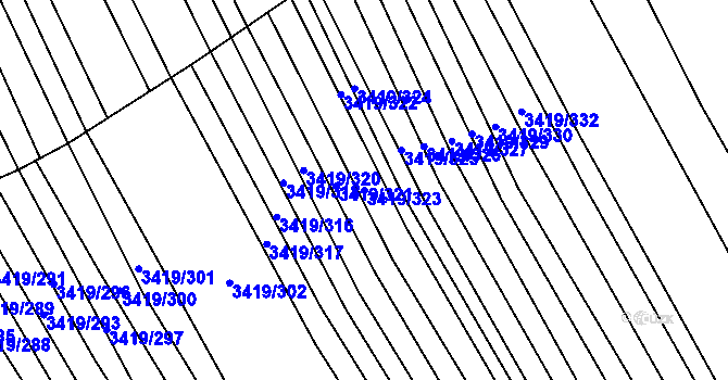 Parcela st. 3419/323 v KÚ Klobouky u Brna, Katastrální mapa