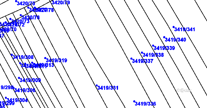 Parcela st. 3419/333 v KÚ Klobouky u Brna, Katastrální mapa