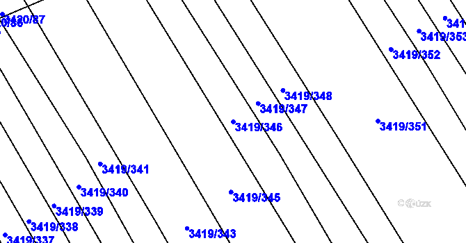Parcela st. 3419/346 v KÚ Klobouky u Brna, Katastrální mapa