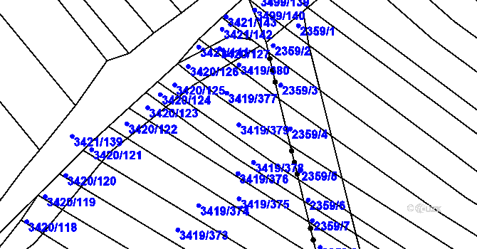 Parcela st. 3419/379 v KÚ Klobouky u Brna, Katastrální mapa