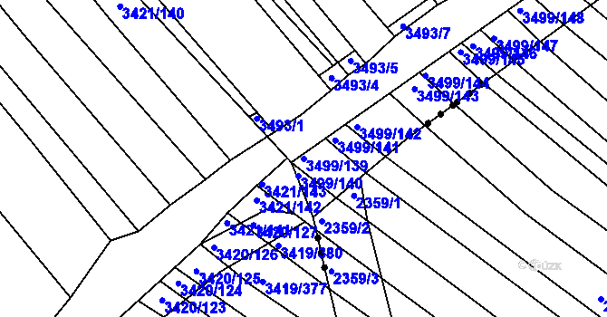 Parcela st. 3499/139 v KÚ Klobouky u Brna, Katastrální mapa