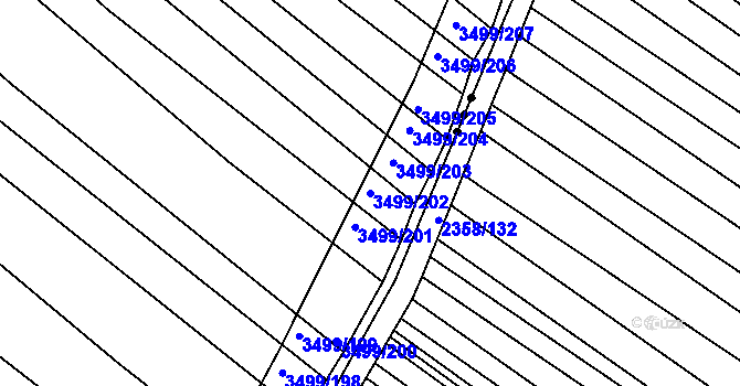 Parcela st. 3499/202 v KÚ Klobouky u Brna, Katastrální mapa