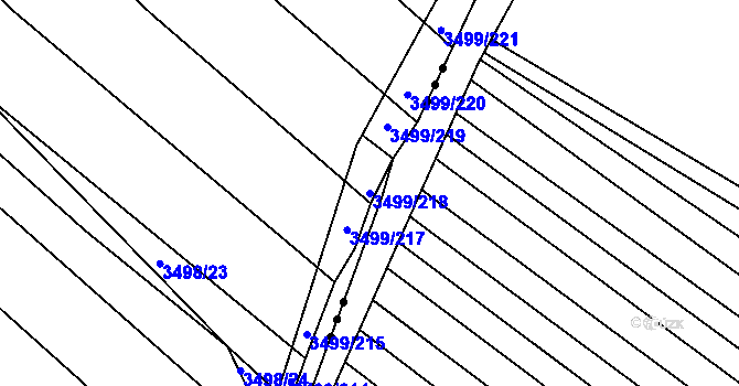 Parcela st. 3499/218 v KÚ Klobouky u Brna, Katastrální mapa