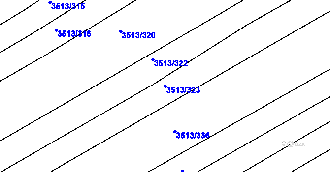 Parcela st. 3513/323 v KÚ Klobouky u Brna, Katastrální mapa