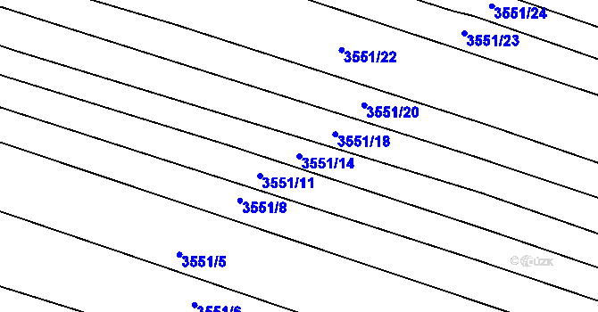 Parcela st. 3551/14 v KÚ Klobouky u Brna, Katastrální mapa