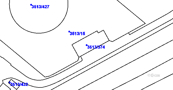 Parcela st. 3513/374 v KÚ Klobouky u Brna, Katastrální mapa