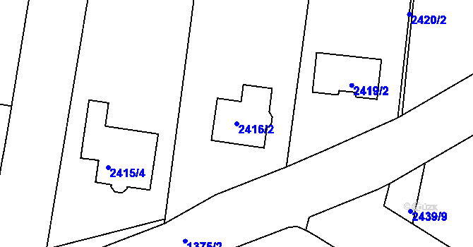 Parcela st. 2416/2 v KÚ Klobouky u Brna, Katastrální mapa