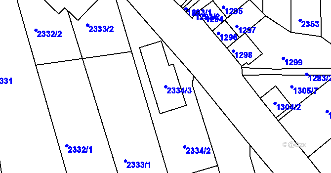 Parcela st. 2334/3 v KÚ Klobouky u Brna, Katastrální mapa