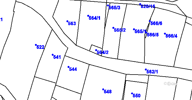 Parcela st. 564/2 v KÚ Klobouky u Brna, Katastrální mapa
