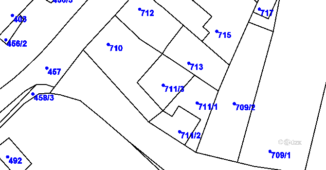 Parcela st. 711/3 v KÚ Klobouky u Brna, Katastrální mapa