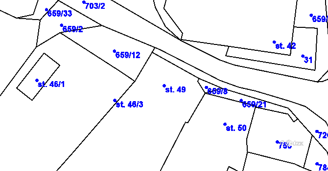 Parcela st. 49 v KÚ Klobuky, Katastrální mapa