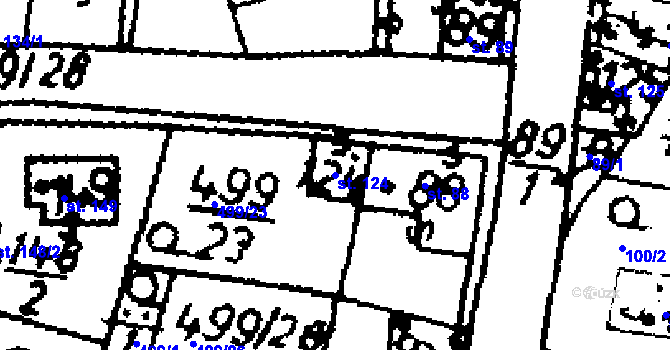 Parcela st. 124 v KÚ Klobuky, Katastrální mapa
